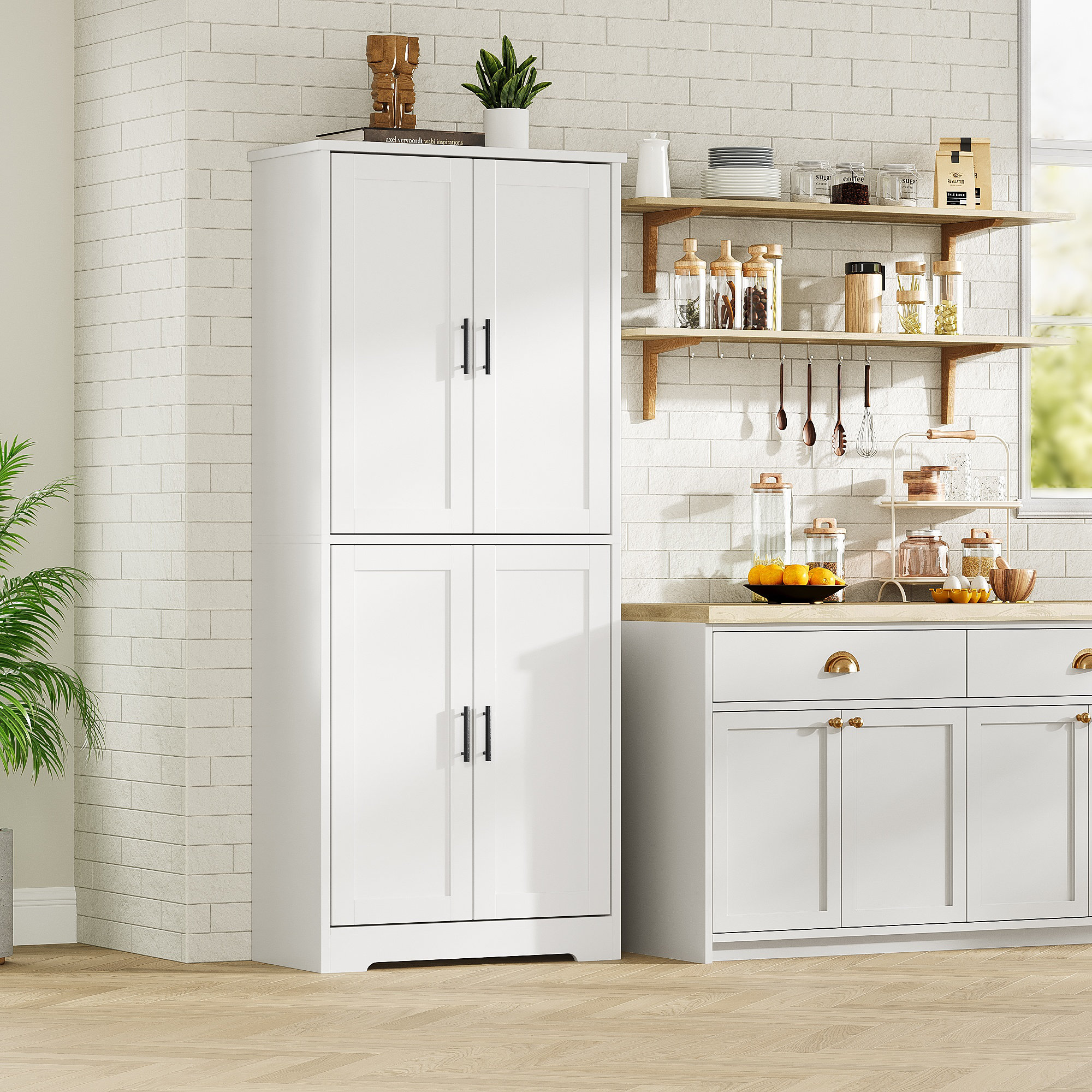 Winston Porter 70" Tall Kitchen Pantry Cabinet | Wayfair